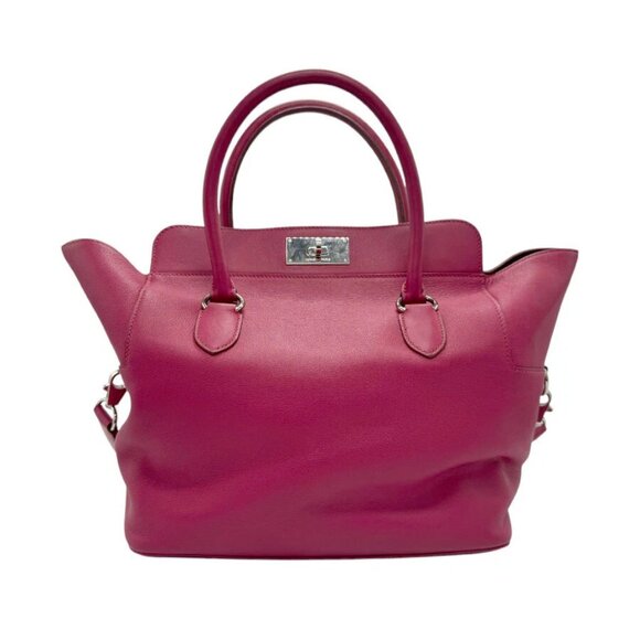 Auth HERMES Tool Box 26 Handbag Shoulder Bag Light Burgundy Leather - z3106 - Picture 1 of 14